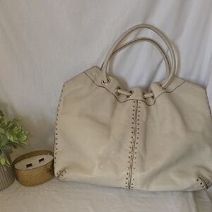 Michael Kors Cream Studded Casual Leather Bag
